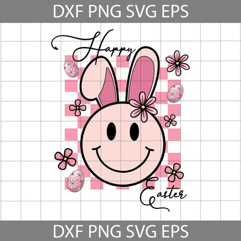 Happy Easter Smiley Bunny Ears Svg, Bunny Svg, Easter's Day Svg, Cricut File, Clipart, Svg, Png, Eps, Dxf