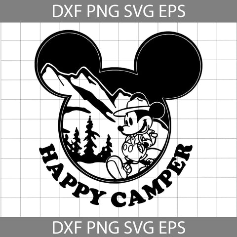 Happy Camper Svg, Mickey Head Svg, Camping Svg, Outdoor Activity Svg, Cricut File, Clipart, Svg, Png, Eps, Dxf