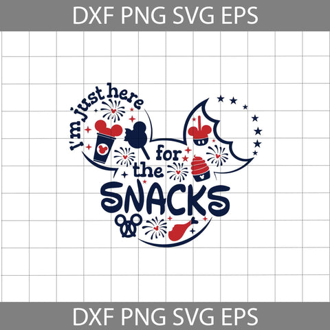 I'm Just Here For the Snacks Svg, Mickey Head Svg, 4th Of July Svg, Independence Day Svg, Usa Flag Svg, Cricut File, Clipart, Svg, Png, Eps, Dxf