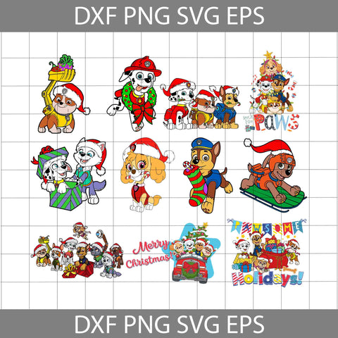 Paw Patrol Svg, Bundle, Cartoon Svg, Christmas Svg, Gift Svg, Cricut file, clipart, Svg, Png, Eps, Dxf